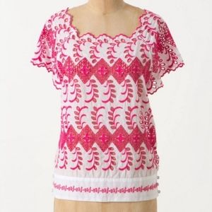 Anthropology embroidered eyelet top